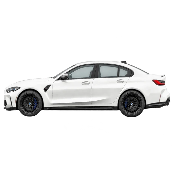 BMW M3 2027 باللون أبيض، منظر جانبي (متجه إلى اليسار)