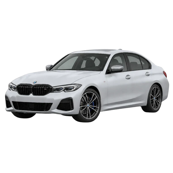 2021 BMW M340i in Silber, Ansicht: Dreiviertelansicht vorne (nach links gerichtet)