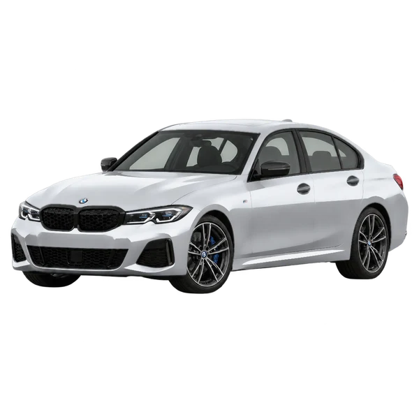2022 BMW M340i in Silber, Ansicht: Dreiviertelansicht vorne (nach links gerichtet)