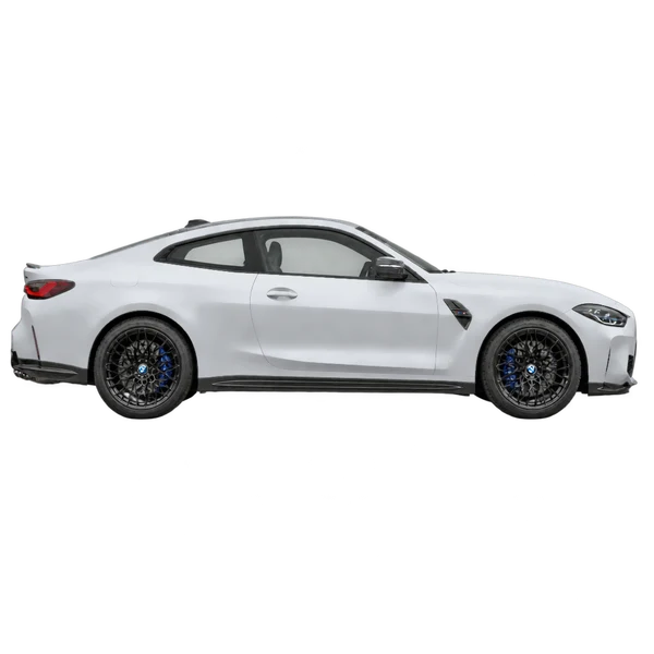 BMW M4 Competition 2022 prata, vista lateral (voltada para a direita)