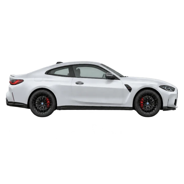 BMW M4 2023 باللون فضي، منظر منظر جانبي (باتجاه اليمين)