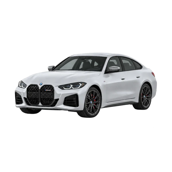 silver 2027 BMW M440i Gran Coupe front three-quarter (facing left) view