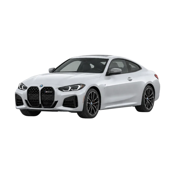 silver 2027 BMW M440i front three-quarter (facing left) view