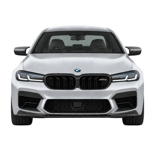 BMW M5 CS 2022 باللون فضي، منظر أمامي