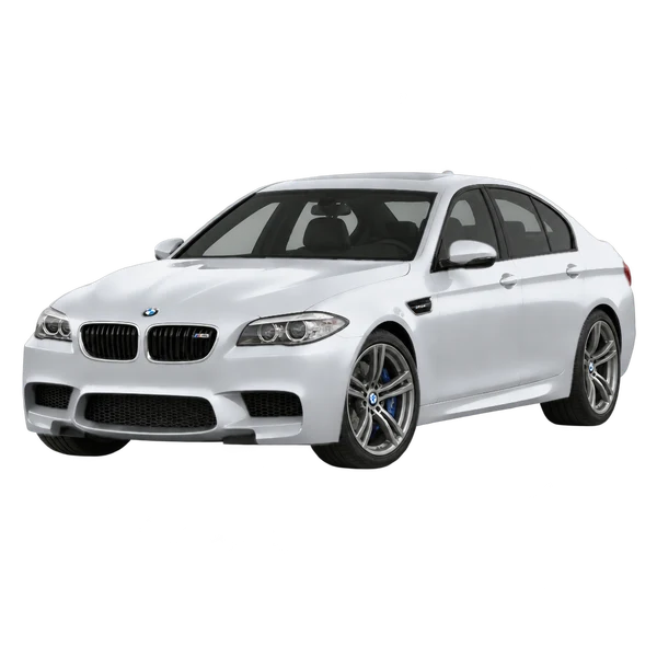 BMW M5 2016 باللون فضي، منظر منظر أمامي بزاوية ثلاثة أرباع (متجه لليسار)
