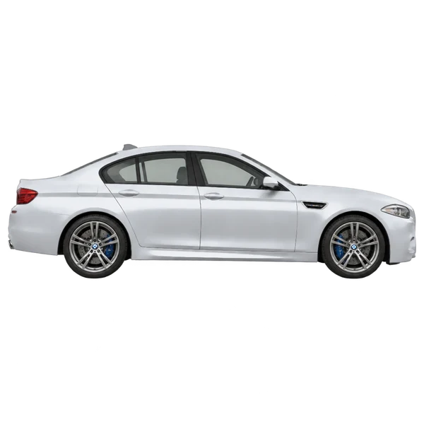 BMW M5 2016 باللون فضي، منظر منظر جانبي (باتجاه اليمين)