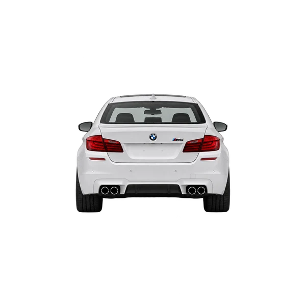 BMW M5 2016 باللون أبيض، منظر من الخلف