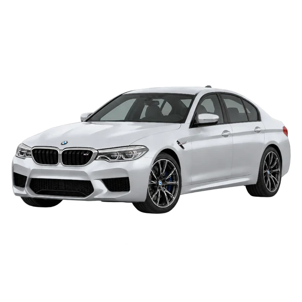 2017 BMW M5 in Silber, Ansicht: Dreiviertelansicht vorne (nach links gerichtet)