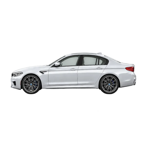 シルバーの2019 BMW M5(側面(左向き)ビュー)