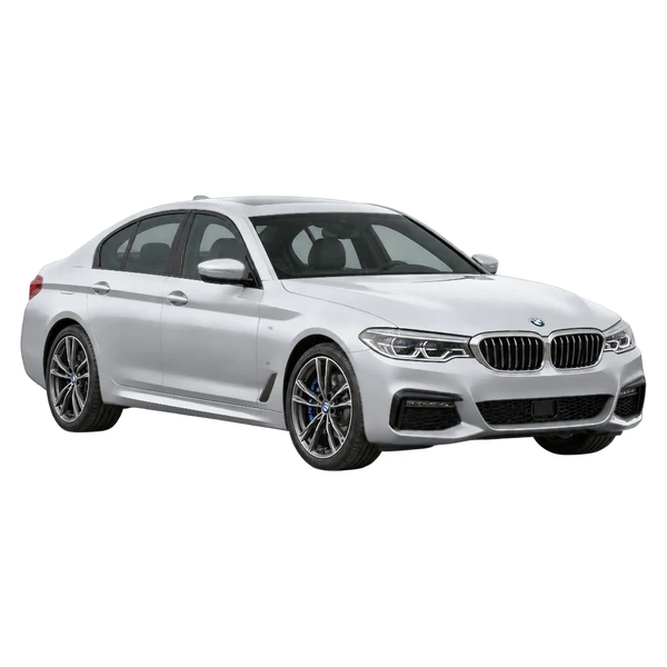 2019 BMW M550i in Silber, Ansicht: Dreiviertelansicht vorne (nach links gerichtet)