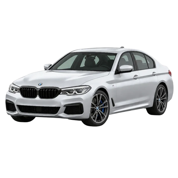2020 BMW M550i in Silber, Ansicht: Dreiviertelansicht vorne (nach links gerichtet)