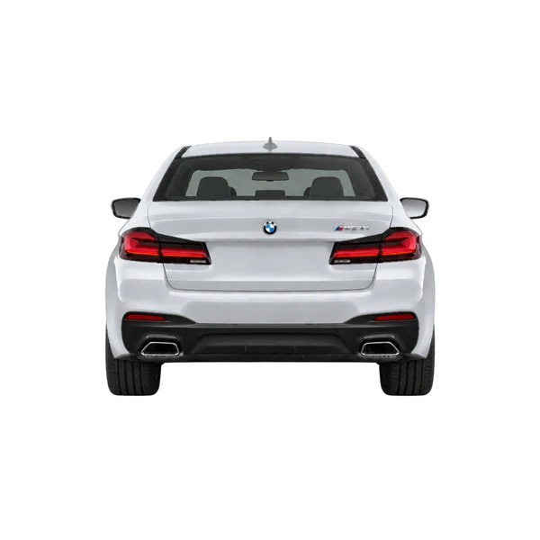 2022 BMW M550i in Silber, Ansicht: Heck