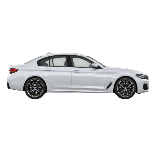 2022 BMW M550i in Silber, Ansicht: Seite (nach rechts gewandt)