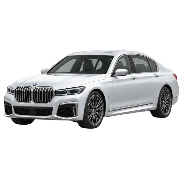 BMW M760Li 2022 prata, vista dianteira em três quartos (voltada para a esquerda)
