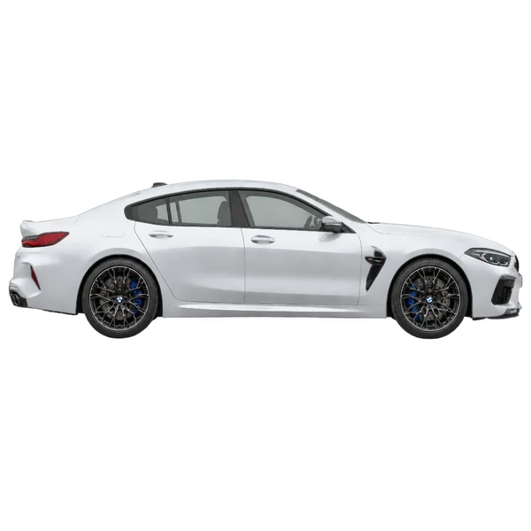 2019 BMW M8 in Silber, Ansicht: Seite (nach rechts gewandt)