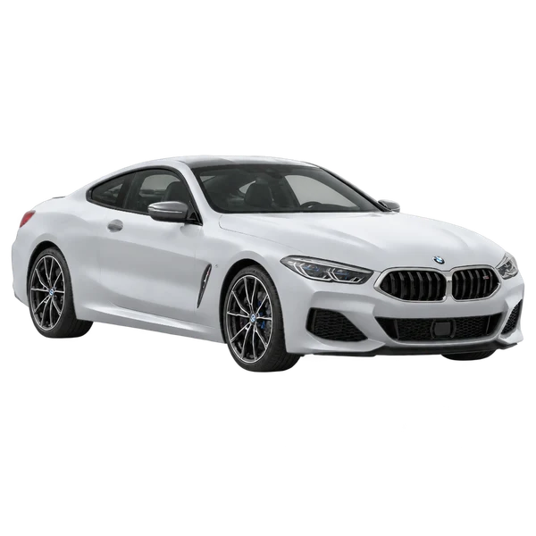 BMW M850i 2020 prata, vista dianteira em três quartos (voltada para a esquerda)