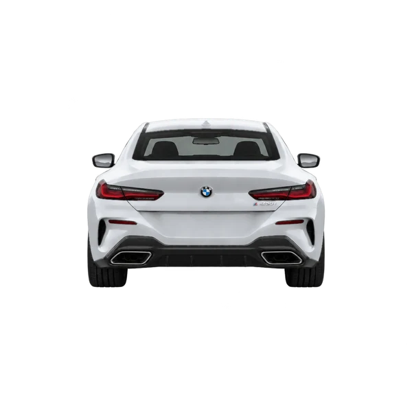 BMW M850i 2026 prata, vista traseira