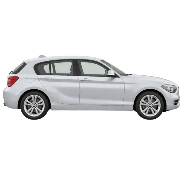 silver 2018 BMW Serie 1 side (facing right) view