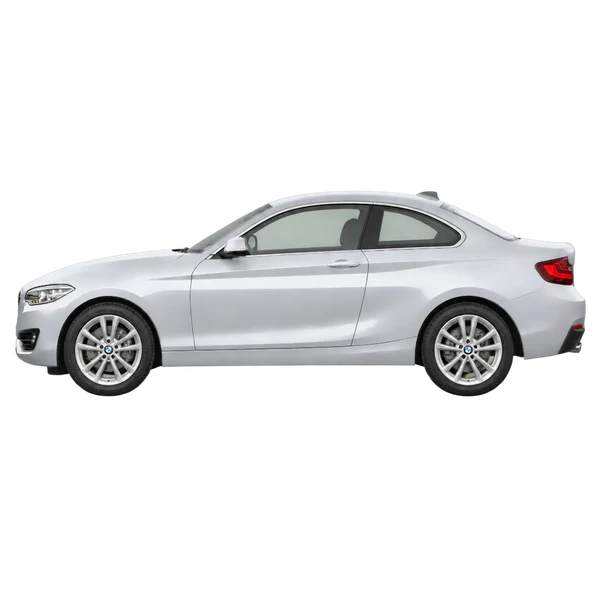 silver 2019 BMW Serie 2 side (facing left) view