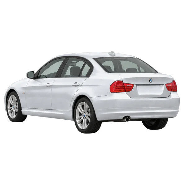 silver 2017 BMW Serie 3 rear three-quarter (facing left) view