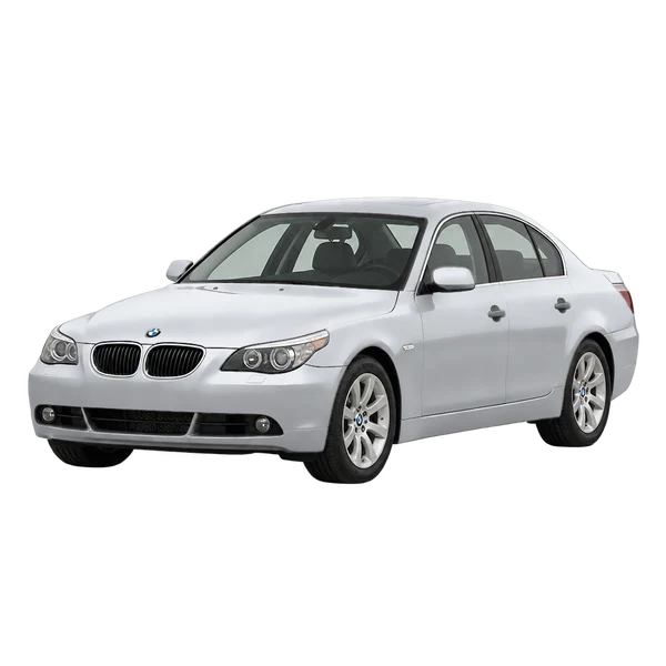 silver 2010 BMW Serie 5 front three-quarter (facing left) view