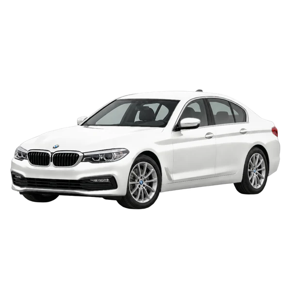 white 2017 BMW Serie 5 front three-quarter (facing left) view