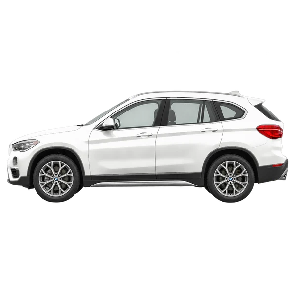 BMW X1 2019 blanc, vue côté (vers la gauche)