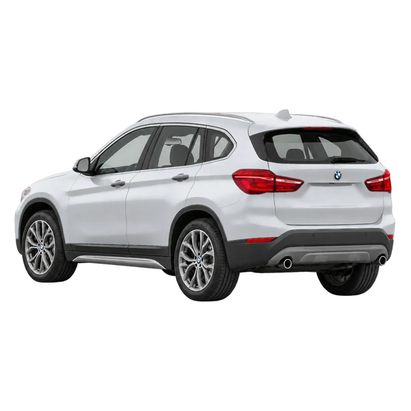 BMW X1 2020 en plateado, vista tres cuartos trasero (mirando a la izquierda)