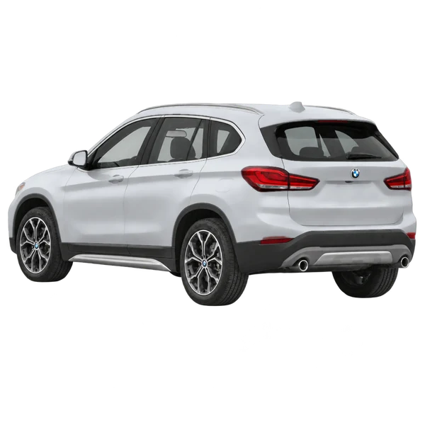 silver 2023 BMW X1 rear three-quarter (facing left) view
