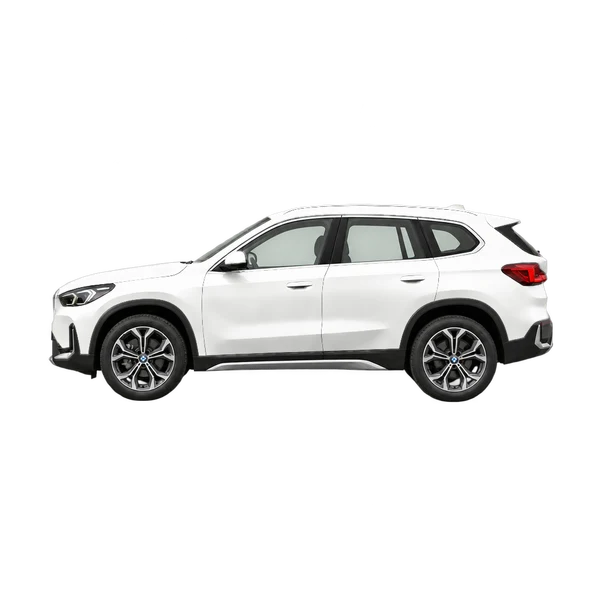 BMW X1 2027 باللون أبيض، منظر جانبي (متجه إلى اليسار)