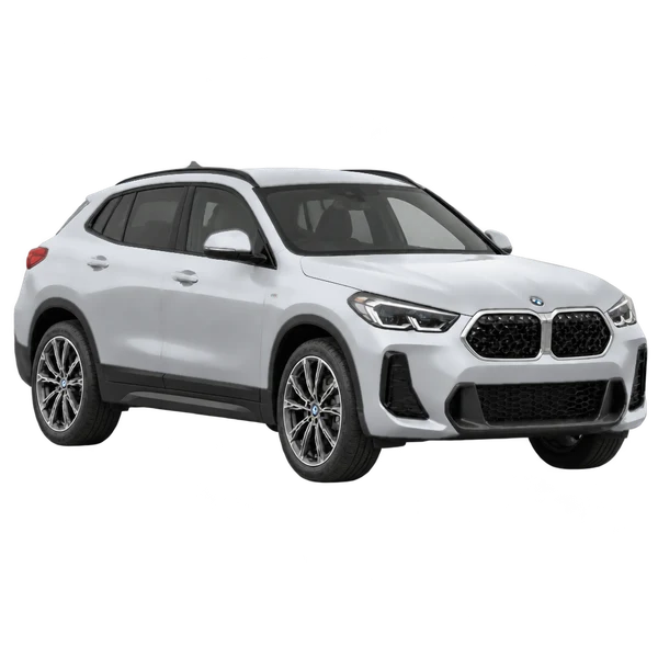 2026 BMW X2 in Silber, Ansicht: Dreiviertelansicht vorne (nach rechts)