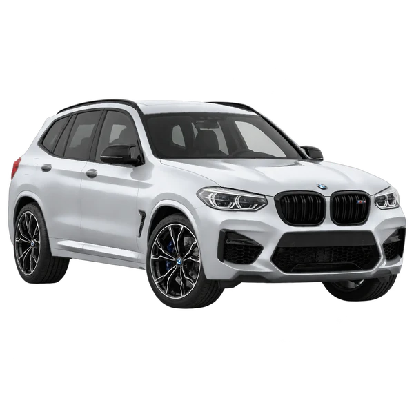 BMW X3 M 2019 prata, vista dianteira em três quartos (voltada para a esquerda)
