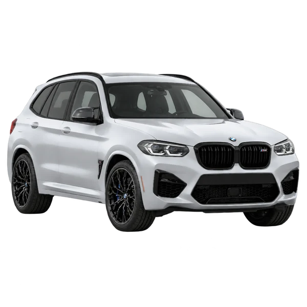BMW X3 M 2020 prata, vista dianteira em três quartos (voltada para a esquerda)