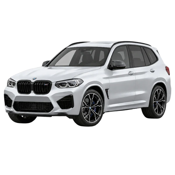 BMW X3 M 2021 prata, vista dianteira em três quartos (voltada para a esquerda)