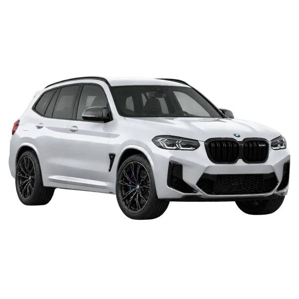 BMW X3 M 2022 prata, vista dianteira em três quartos (voltada para a esquerda)