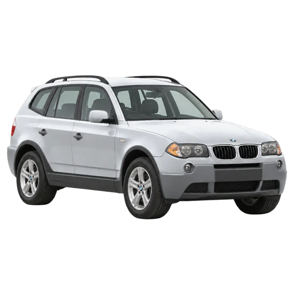 BMW X3 2005 argent, vue trois-quarts avant (orienté vers la droite)
