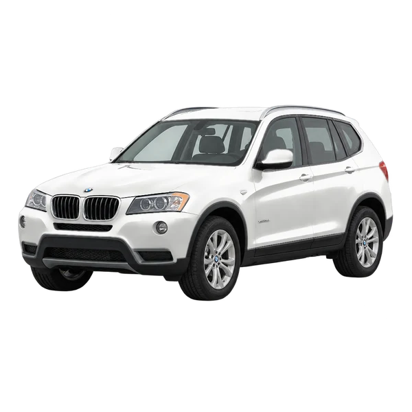 BMW X3 2013 branco, vista dianteira em três quartos (voltada para a esquerda)