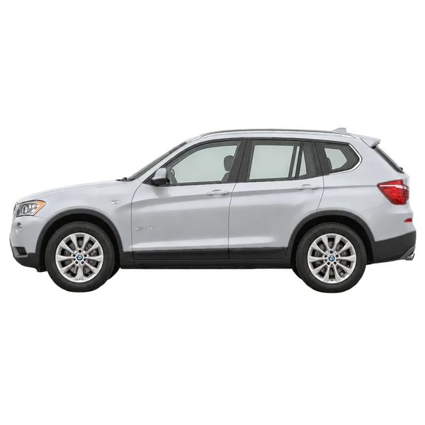 BMW X3 2016 en plateado, vista lateral (mirando a la izquierda)