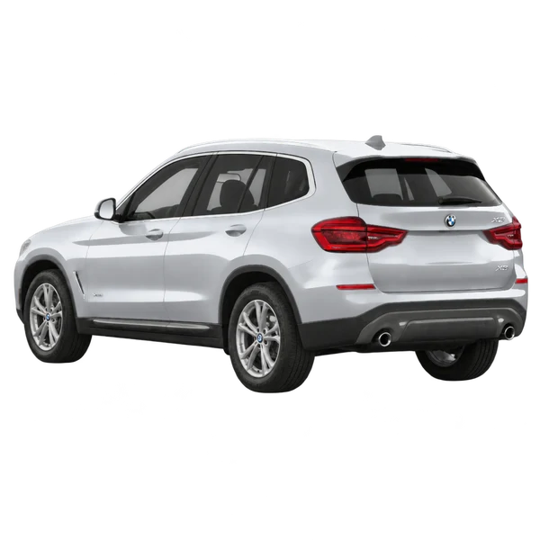 2018 BMW X3 in Silber, Ansicht: Dreiviertelansicht von hinten (nach links gerichtet)