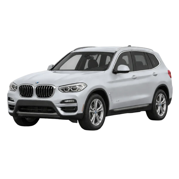 BMW X3 2019 باللون فضي، منظر منظر أمامي بزاوية ثلاثة أرباع (متجه لليسار)