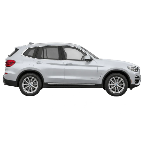 BMW X3 2019 باللون فضي، منظر منظر جانبي (باتجاه اليمين)