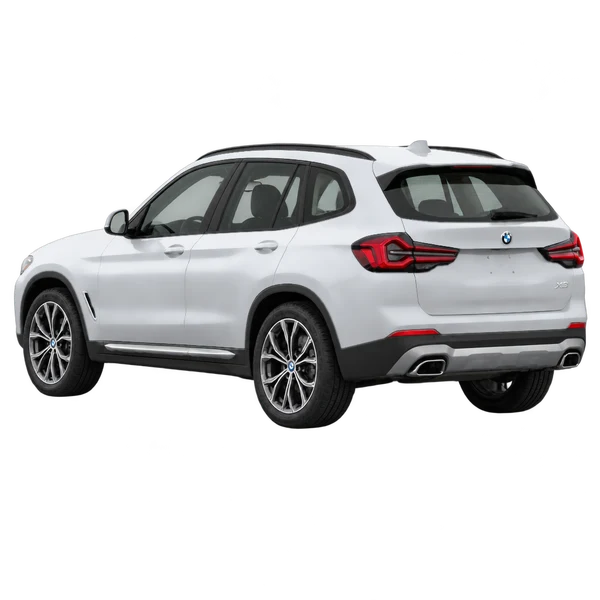 2022 BMW X3 in Silber, Ansicht: Dreiviertelansicht von hinten (nach links gerichtet)