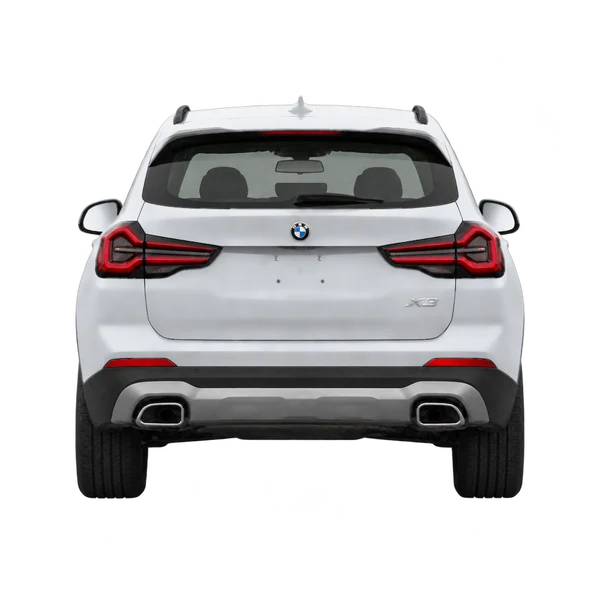シルバーの2023 BMW X3(リアビュー)
