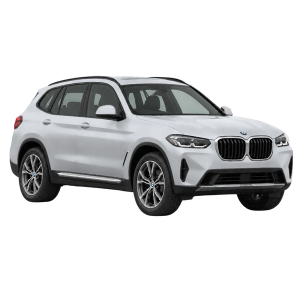 シルバーの2024 BMW X3（フロントスリークォーター（右向き）ビュー）