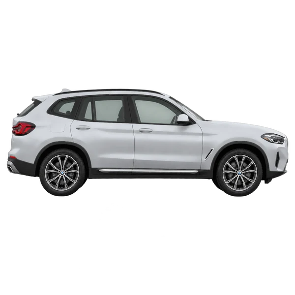 シルバーの2024 BMW X3（側面（右向き）ビュー）
