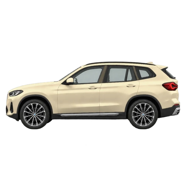 BMW X3 2026 bege, vista lateral (voltada para a esquerda)