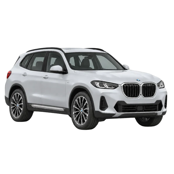 BMW X3 2026 prata, vista três quartos dianteiro (voltado para a direita)