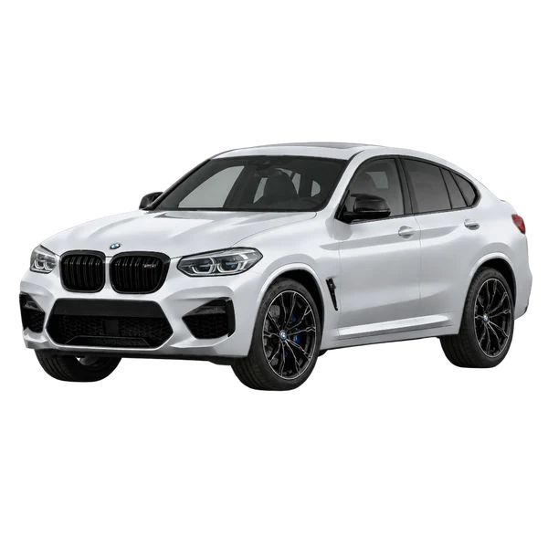 BMW X4 M 2020 prata, vista dianteira em três quartos (voltada para a esquerda)