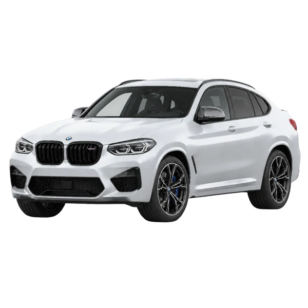 BMW X4 M 2021 prata, vista dianteira em três quartos (voltada para a esquerda)