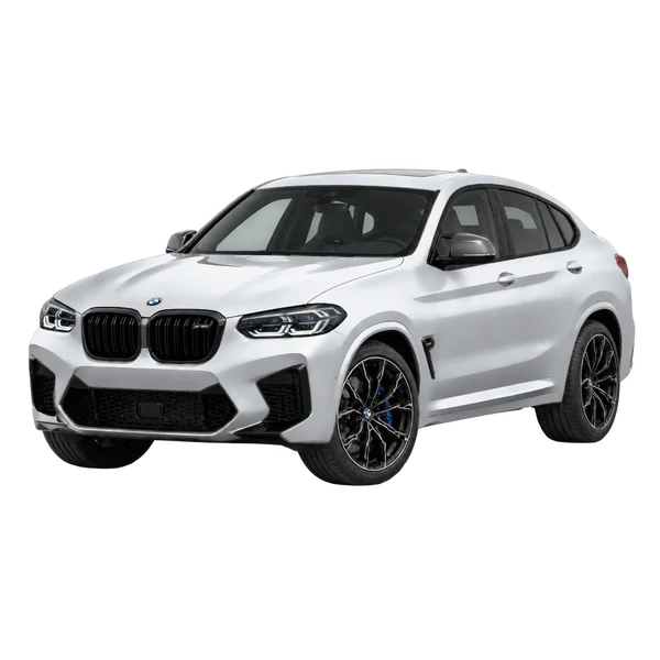 BMW X4 M 2022 prata, vista dianteira em três quartos (voltada para a esquerda)